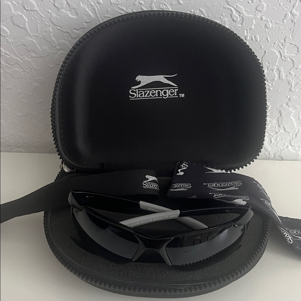 Slazenger Black Sunglasses with Logo Case